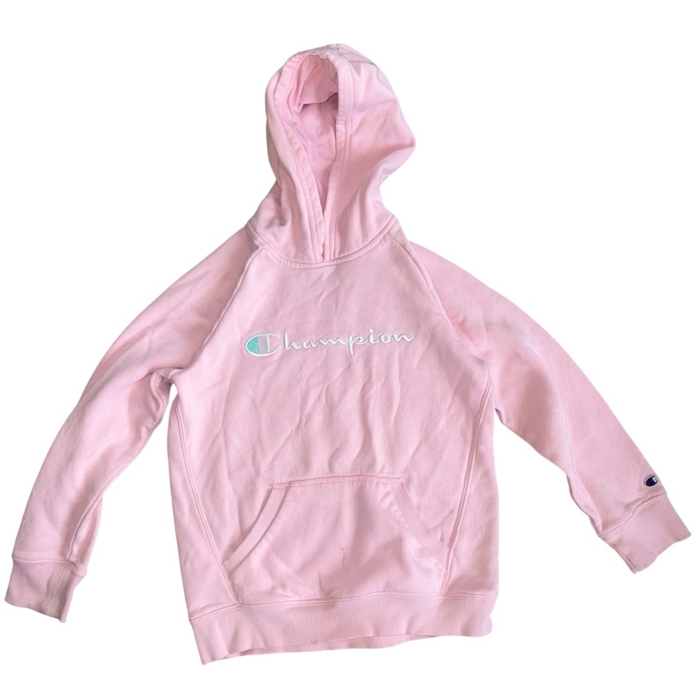 Champion Kids Light Pink Athletic Pullover Hoodie Size Large Girls Casual